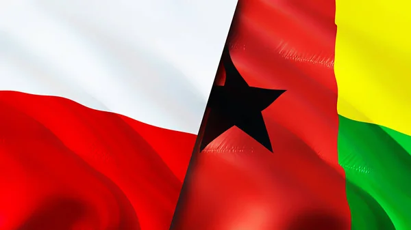 Bandeiras Polónia Guiné Bissau Acenando Design Bandeira Polónia Guiné Bissau — Fotografia de Stock