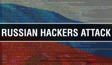 Rus hackerlar, yazılım geliştiricisi ve bilgisayar senaryosunun programlama kodu soyut teknoloji arka planında yazılmış metne saldırıyorlar. Rus hackerlar bilgisayar monitöründe kod konseptine saldırıyorlar. Kodin