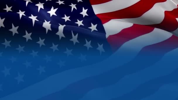 美国国旗在风中飘扬 小马丁 爱国者日美国国旗飘扬背景 美国国旗环状布衣 美国标志挥动的视频 美国波士顿马拉松赛旗 美国国家 — 图库视频影像