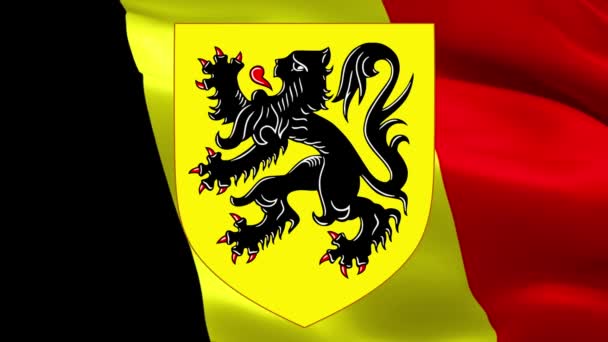 Flandes Ondeando Bandera Bandera Nacional Comunidad Flamenca Ondeando Signo Bélgica — Vídeos de Stock