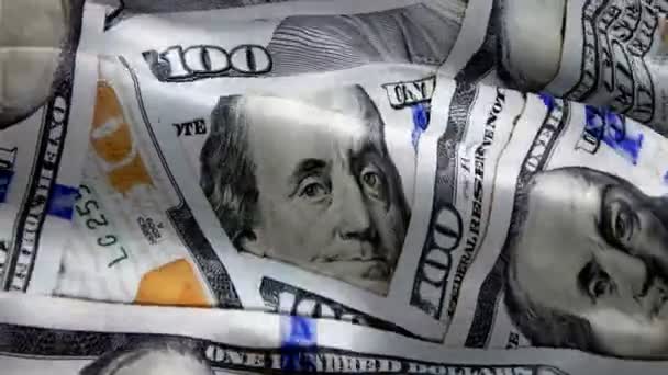 Концепція Блокування Долара Американські Долари Платять Готівкою Долар 100 Banknote — стокове відео