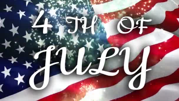 Fourth July Text Usa Flag Background Independence Day Memorial Day — Stock Video