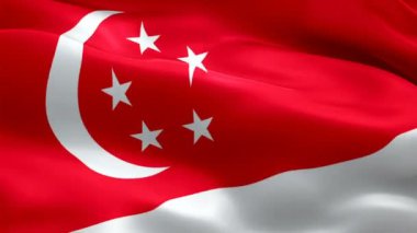 Singapur bayrağı rüzgarda sallanan hareket döngüsü videosu. Gerçekçi Singapur Bayrağı geçmişi. Singapur Bayrak Döngüsü Kapanışı 1080p Tam HD 1920X1080 görüntü. Singapur Asyası film ve haber videolarını bayraklandırdı
