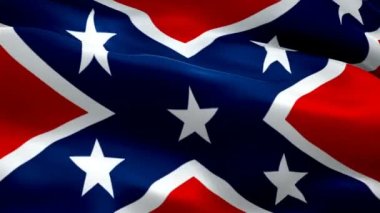 Konfederasyon bayrağı. Gerçekçi Rebel Flag arka plan videosu rüzgarda sallanıyor. İç Savaş Bayrak Kapanışı 1080p Tam HD 1920X1080 görüntüsü. Konfederasyon devletleri film ve haber videolarını bayraklandırdı
