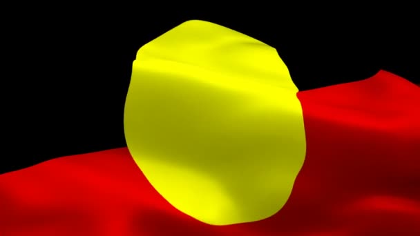 Torre Estrecho Australia Bandera Video Ondeando Viento Realista Aborigen Australianos — Vídeos de Stock