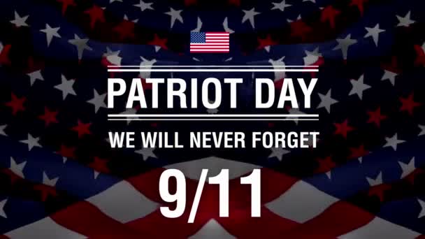我们永远不会忘记9 11的文字在美国9 11的纪念旗挥动视频的风镜头全高清 美国纪念旗帜纽约2001年9月11日挥动视频下载 美国国旗环路闭路1080P全Hd 1920X1080镜头 — 图库视频影像