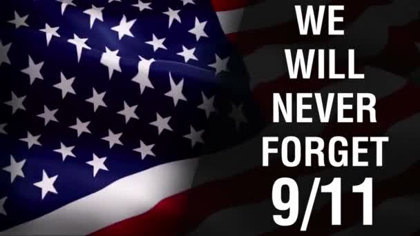 永远记住911 说明双子塔代表11号 爱国者日 我们永远不会忘记9月11日的恐怖袭击 — 图库视频影像