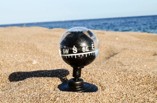Compass on the Sand Beach — Stock Photo, Image