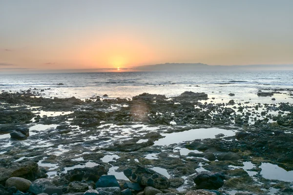 The  Sun Setting in the Sea — Stock Photo, Image