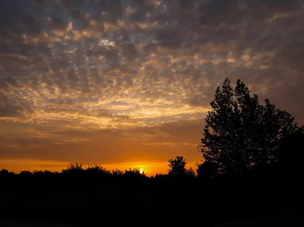 Färgade moln vid solnedgången — Stockfoto