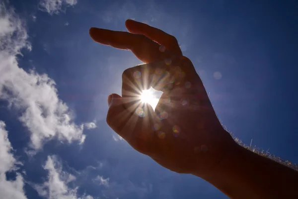 Hand over a Cloudy Sky — Stock Photo, Image