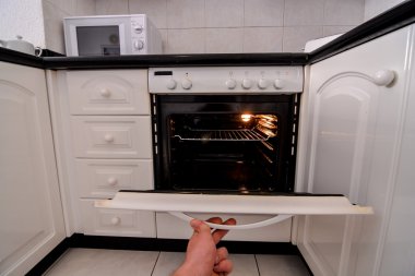 internal view of a modern kitchen clipart