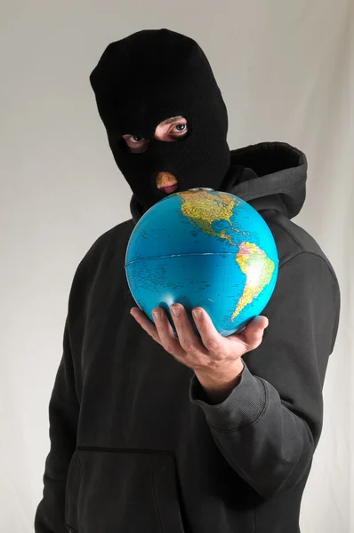 Man Holding a Globe Earth — Stock Photo, Image