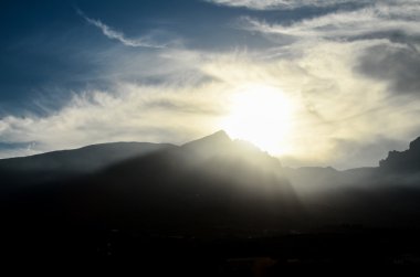 Sunset Behind Guimar Mountains clipart