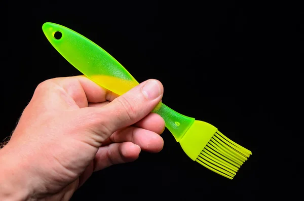 Green Kitchen Silicone Brush — Stock Photo, Image