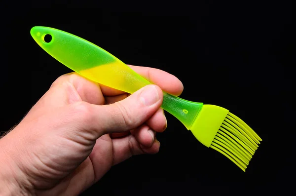 Yeşil mutfak silikon fırça — Stok fotoğraf