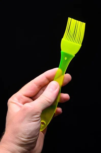 Grüne Silikonbürste für die Küche — Stockfoto