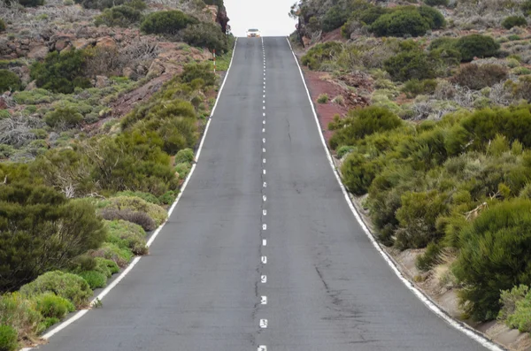 El teide Milli Parkı içinde bulutlu gün yolda — Stok fotoğraf