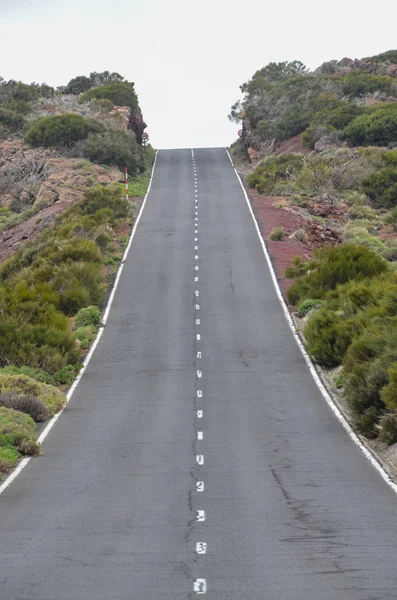 El teide Milli Parkı içinde bulutlu gün yolda — Stok fotoğraf