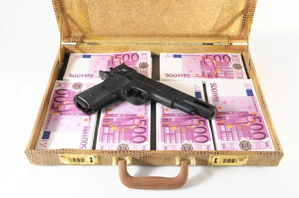 Kufr plný bankovek — Stock fotografie