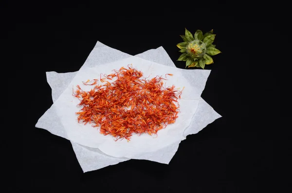 Saffron On Black Background — Stock Photo, Image