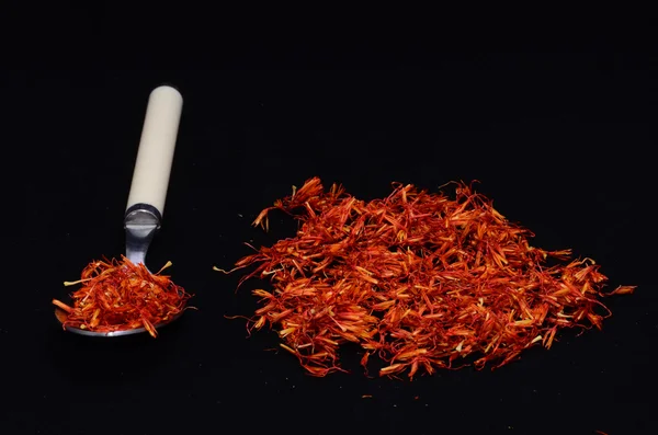 Saffron On Black Background — Stock Photo, Image