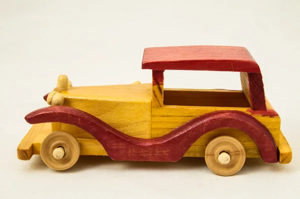 Wooden Toy Red dan Yellow Car — Stok Foto