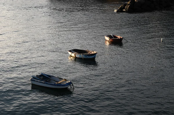 Silhouette Boats at Sunset — Stock Photo, Image