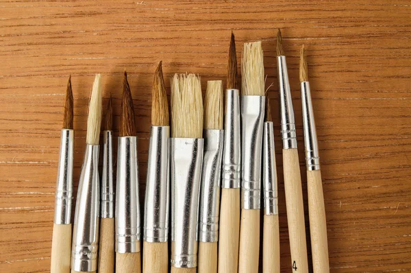 New Wooden Different Paintbrush Texture — Stock Photo, Image