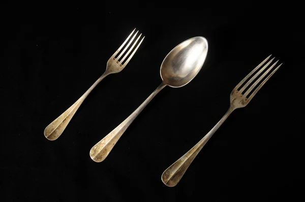 빈티지 실버 flatware — 스톡 사진