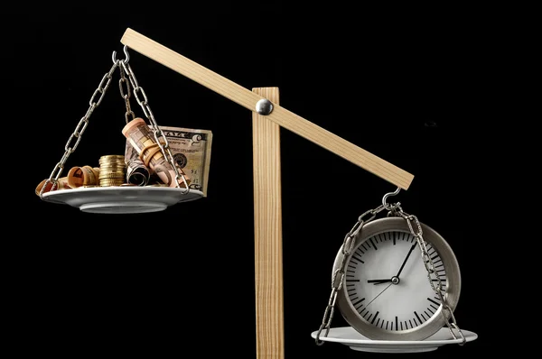 Clock and Currency Time is Money Concept — Stock Photo, Image