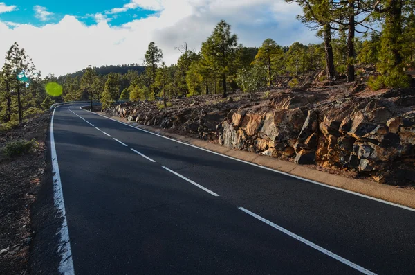 Straße am bewölkten Tag im el teide Nationalpark — Stockfoto