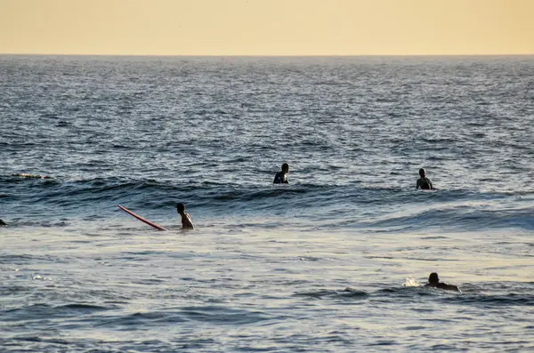 Silhouette Surfer at Sunset — Stock Photo, Image