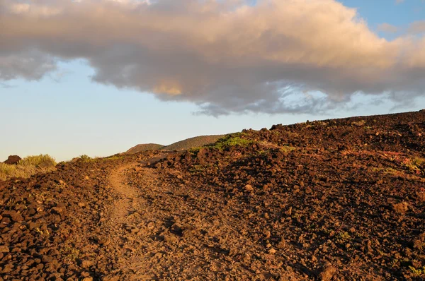Estrada pedregosa no deserto vulcânico — Fotografia de Stock