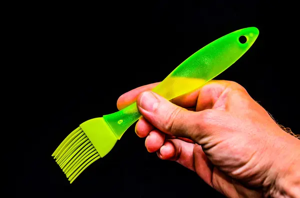 Escova de silicone de cozinha verde — Fotografia de Stock