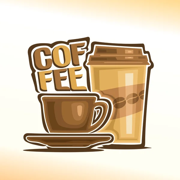 Ilustración vectorial sobre el tema de la taza de café y la taza de café de cartón — Vector de stock