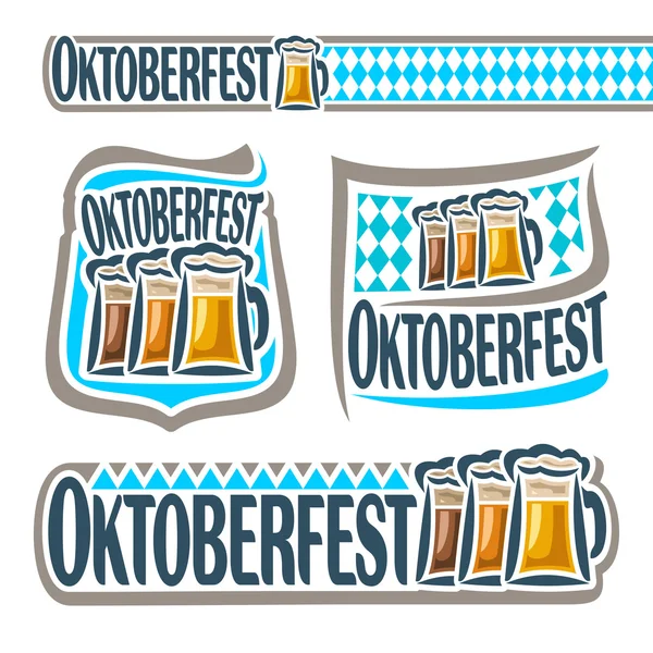 Vektör logosu bavyera desen bayrak oktoberfest — Stok Vektör