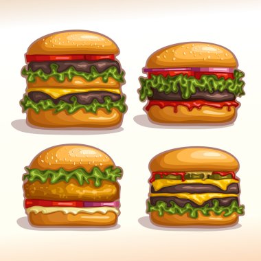 Vektör logosu izole burger seti