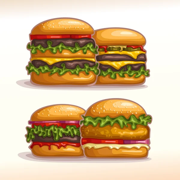 Zestaw logo Vector hamburgery do wyświetlania prezentacji — Wektor stockowy