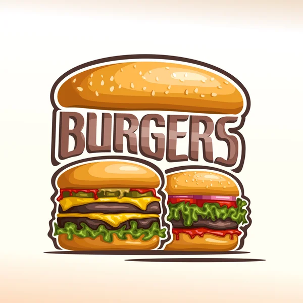 Vektor-Logo doppelte Burger — Stockvektor