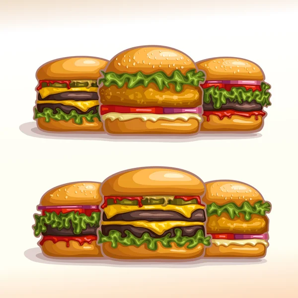 Zestaw logo Vector hamburgery do wyświetlania prezentacji — Wektor stockowy