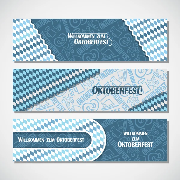 Vektorové horizontální nápisy Bavorská vlajka Oktoberfestu — Stockový vektor