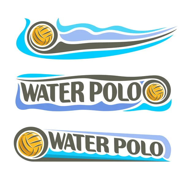 Logotipo abstrato do vetor para banners horizontais de cabeçalho azul Bola de pólo aquático — Vetor de Stock