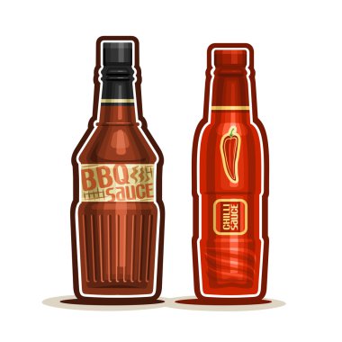 Vektör logo Barbekü ve biber sosu şişe