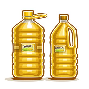 Vektör logo 2 büyük sarı plastik şişe ile mısır yağı