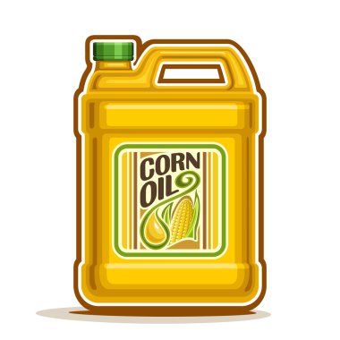 Vektör logosu büyük sarı plastik şişe ile mısır yağı