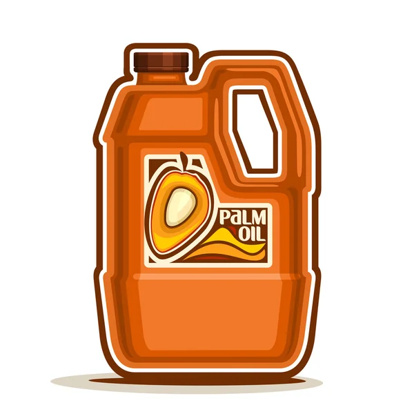 Logo vectorial gran botella de plástico naranja con frutas de aceite de palma — Vector de stock