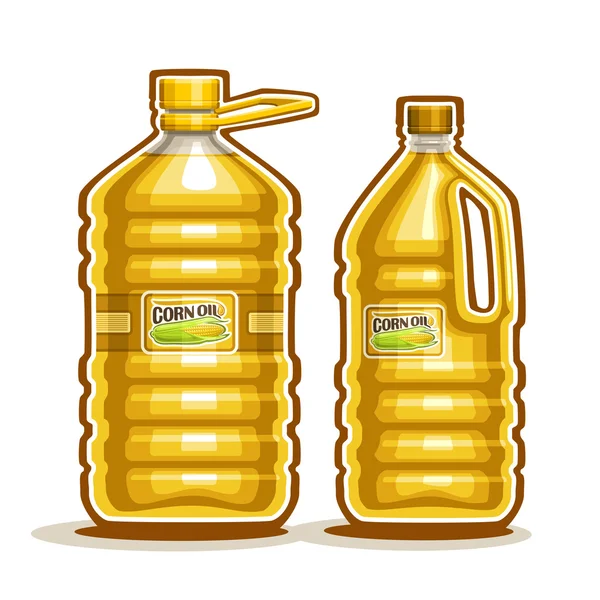 Vektör logo 2 büyük sarı plastik şişe ile mısır yağı — Stok Vektör