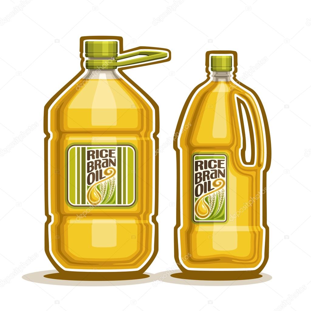 Vector logo big yellow plastic Bottles with Rice Bran Oil