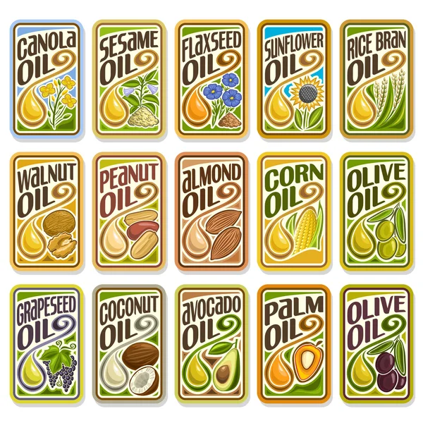 Vector collection labels Cooking and Frying Oil — Stock Vector